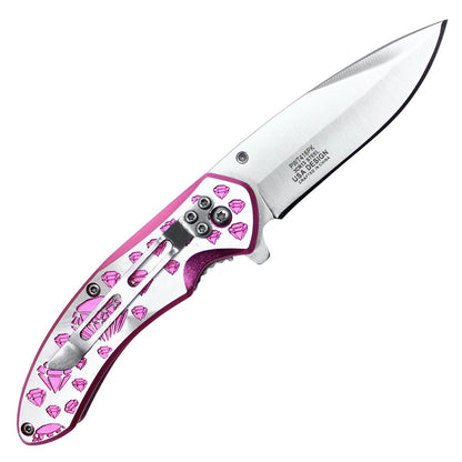 7" Pink Diamond Pocket Knife