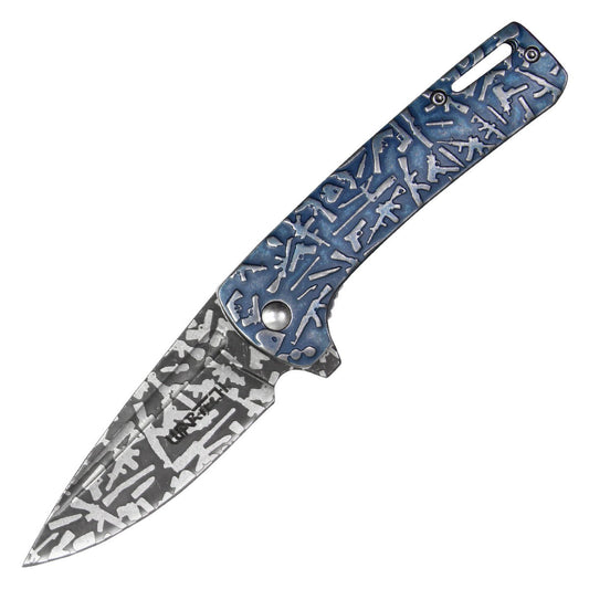 7" Blue Gun Pocket Knife