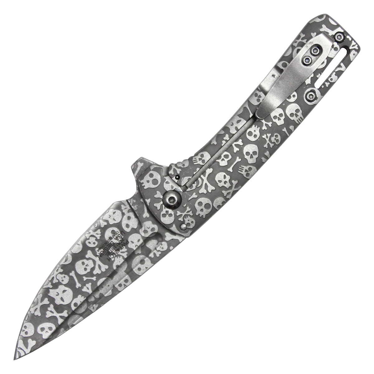 7" Silver Skull Pocket Knife