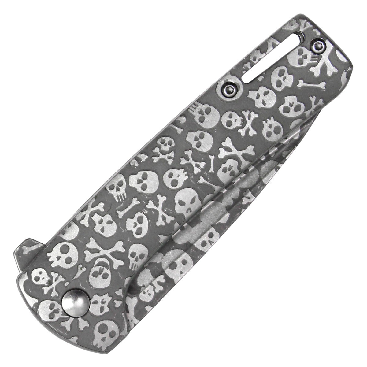 7" Silver Skull Pocket Knife