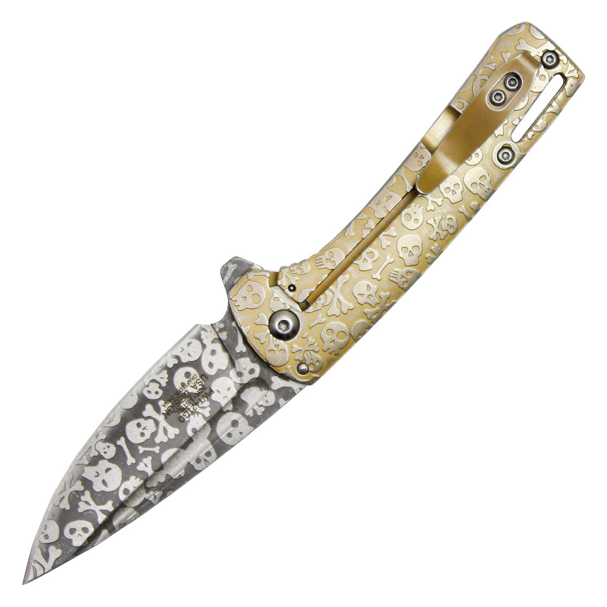 7" Gold Skull Pocket Knife