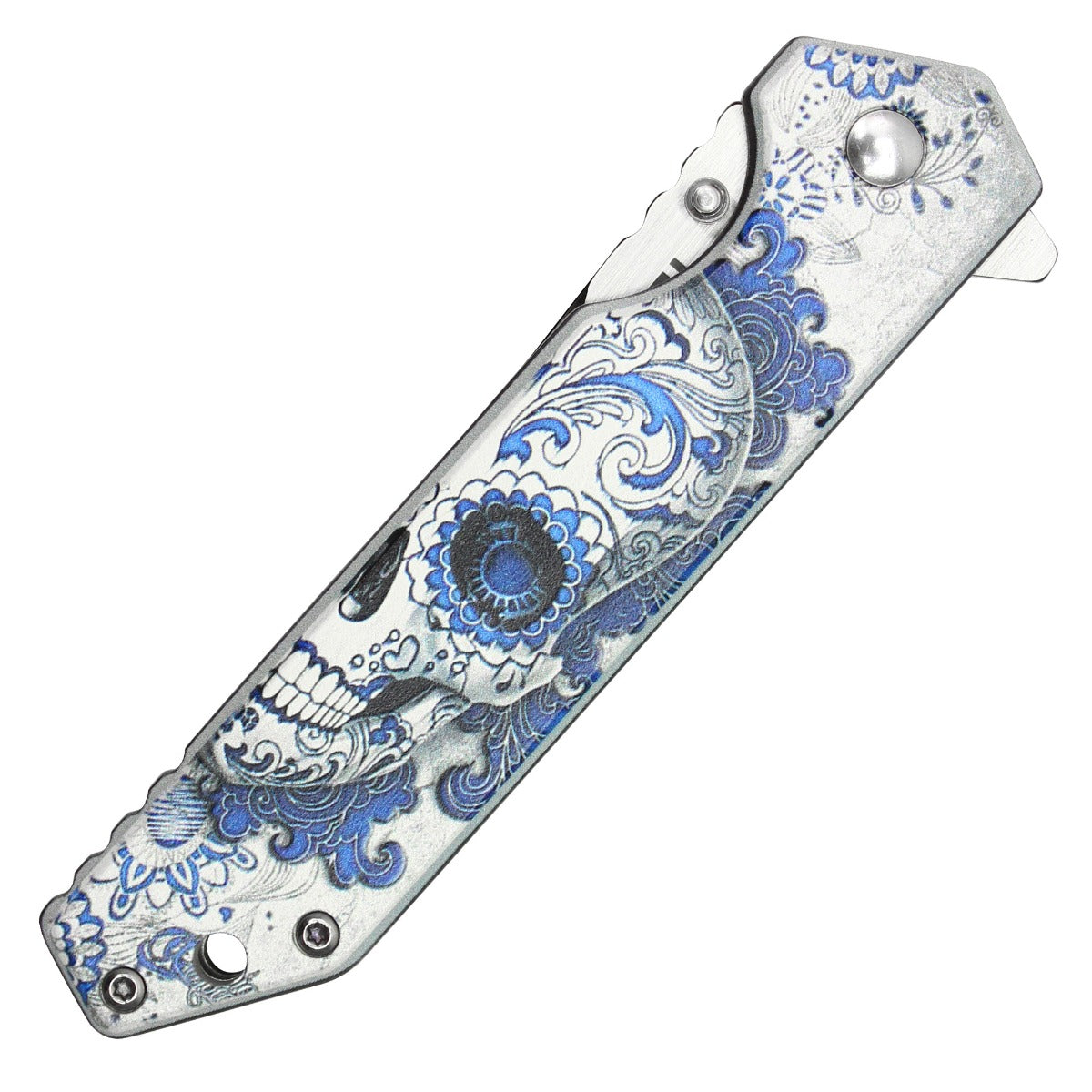 Blue Calavera Pocket Knife