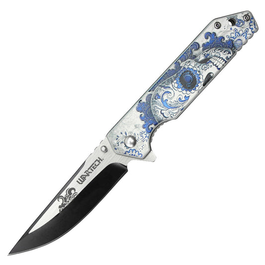 Blue Calavera Pocket Knife