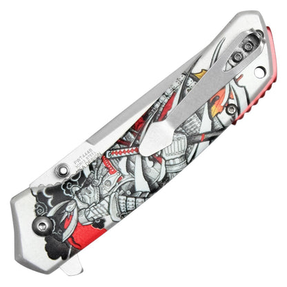 Wartech 7.75" Silver Samurai Pocket Knife