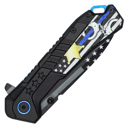 Wartech 7.75" Thin Blue Line Pocket Knife