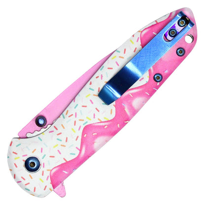 Wartech / Sweet Treats - 7.5" Pink Frosted Donut Pocket Knife