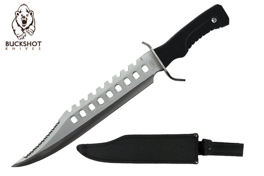 17-inch Silver Stainless Steel Blade w  Saw Teeth, Includes Survival Kit and nylon Sheath