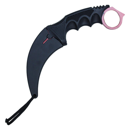 7.5" Full Tang Karambit with Hard Sheath & Necklace (Metallic Red)