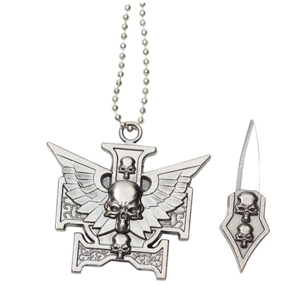 Skull with Wings Hidden Blade Necklace | Tactical Pendant
